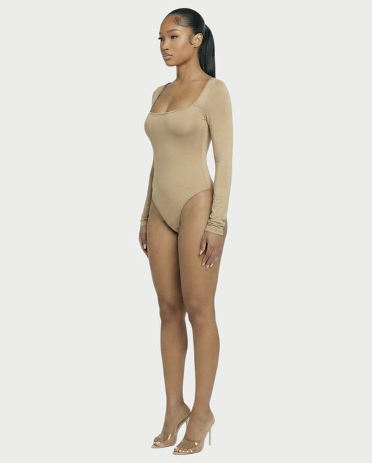 Square Neck Long Sleeve Bodysuit - Samberule