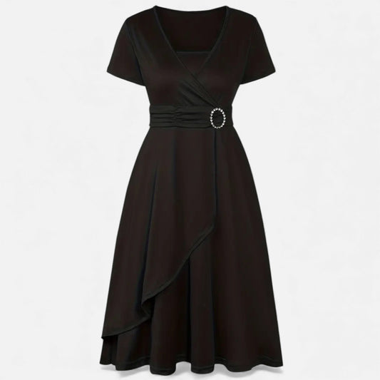 Women’s V-Neck Evening Dress with short sleeves - Samberule