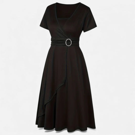 Women’s V-Neck Evening Dress with short sleeves - Samberule