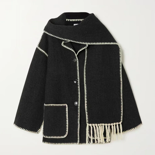 Lauren | Mélange woollen scarf jacket