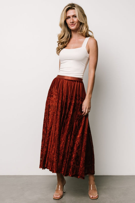 Palini Velvet Skirt | Rust