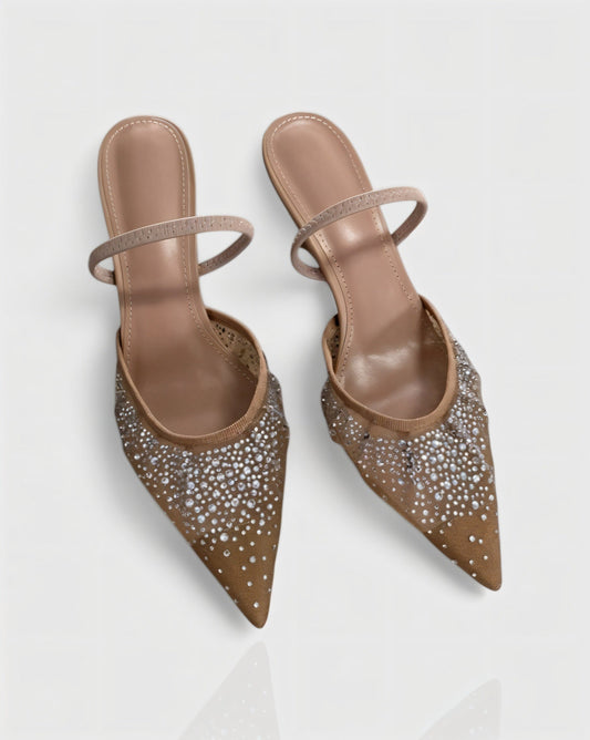 Sparkling Rhinestone Mesh Heels
