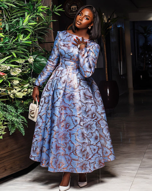 MIRASOL Long Sleeve Pleated Midi Dress