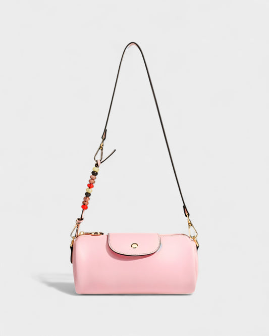 MIRNA Cylinder Bag with Beaded Charm Strap