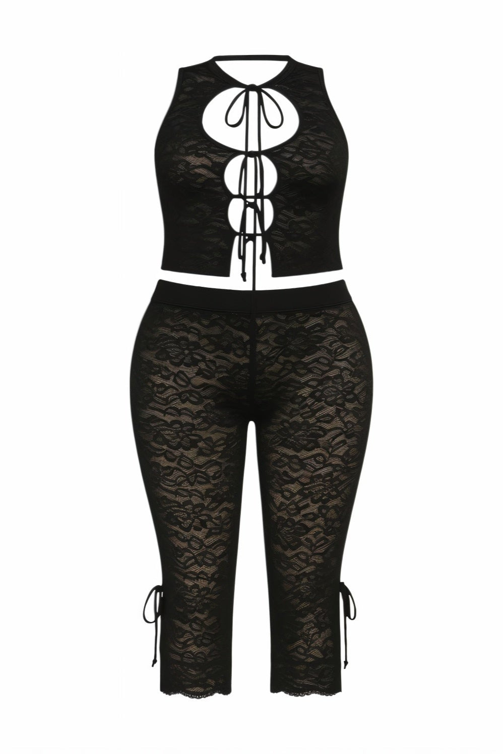 CLARA Cutout Lace-Up Top & Capri Pants Set