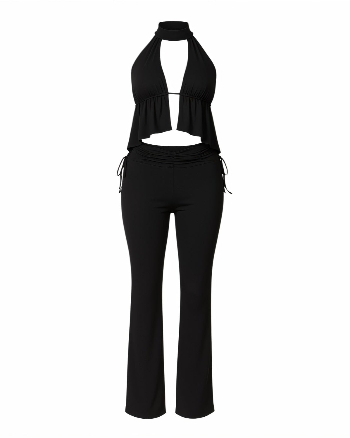 TIFFANY Drape Top & Wide Leg Trousers Set