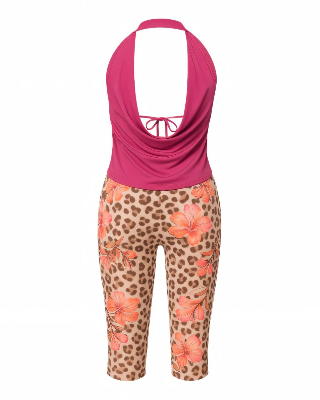 DENISE Plunge Halter Top & Capri Pants Set