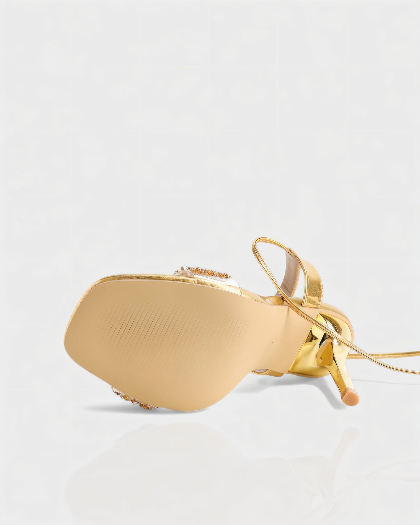 RONA Gold Crystal Lace-Up Stiletto Heels