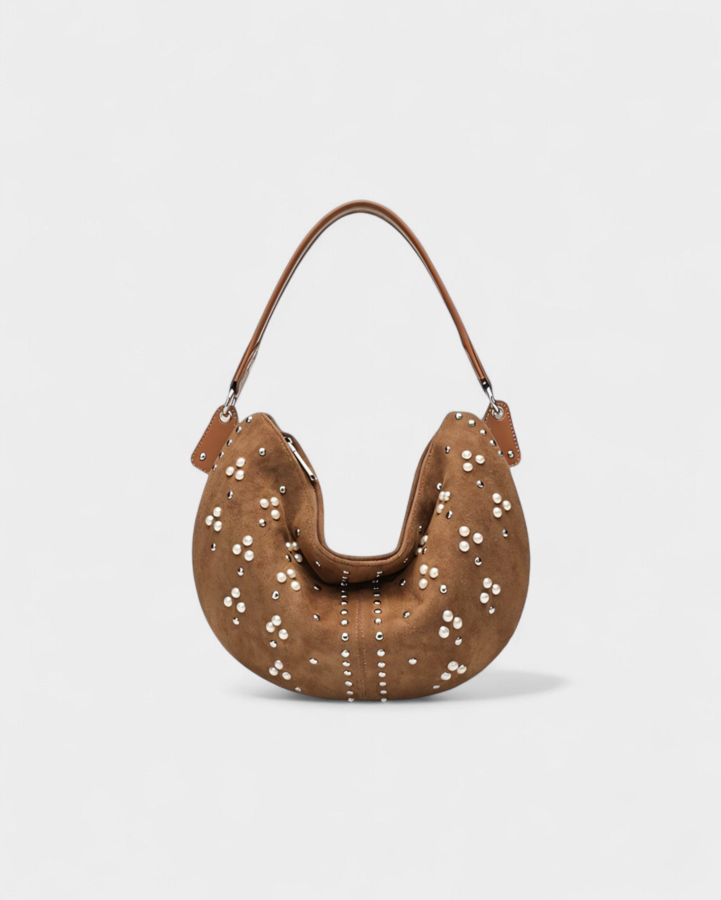 CORINA Studded Suede Shoulder Bag
