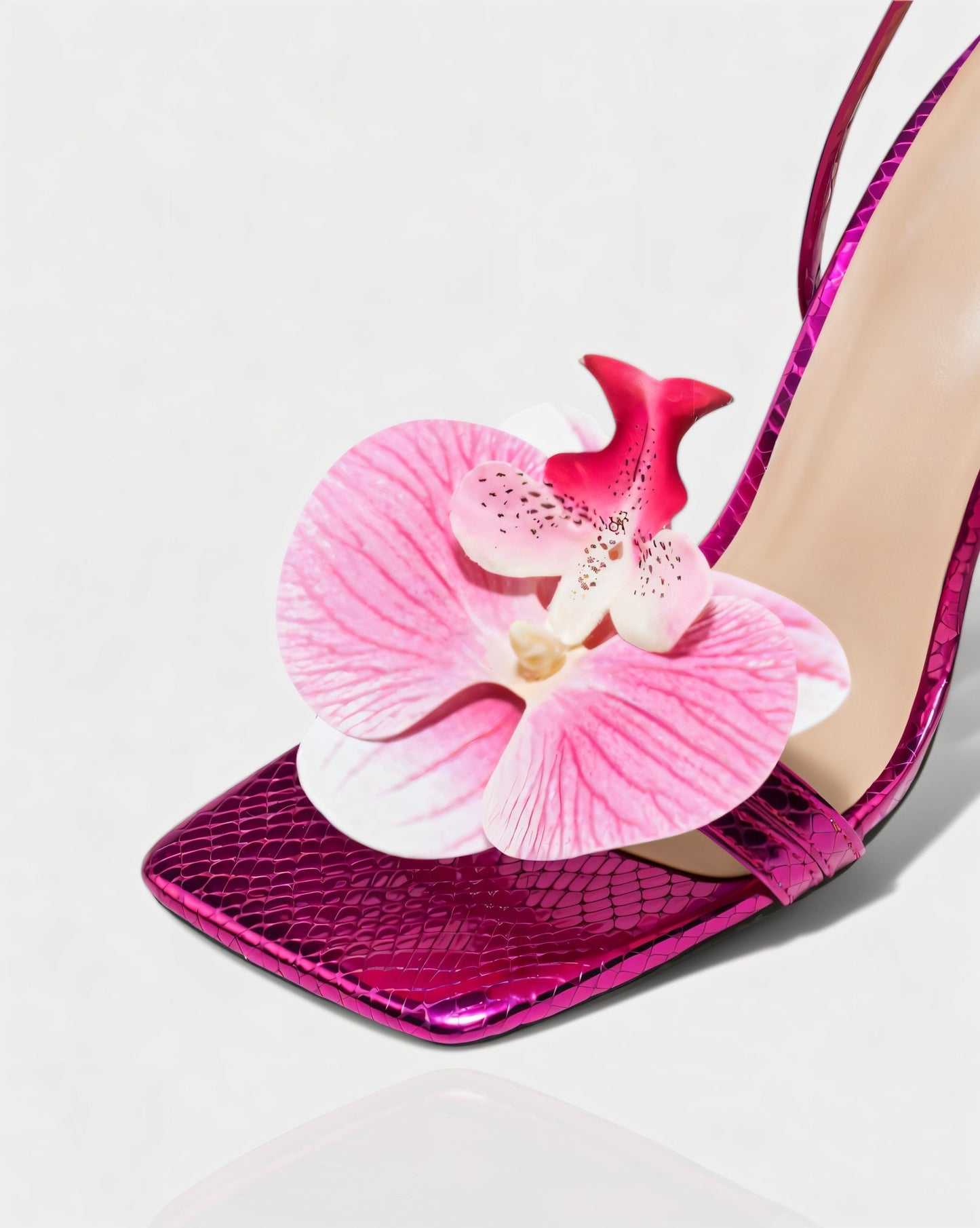 VIONA Orchid Bloom Ankle Strap Heels