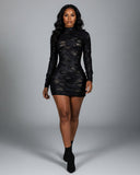 ZIVA Long Sleeve Textured Mini Dress