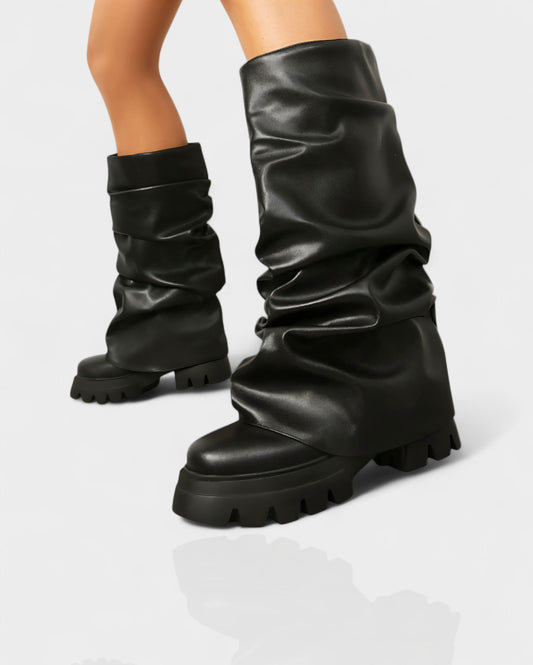 CRISTINA Slouchy Platform Mid-Calf Boots