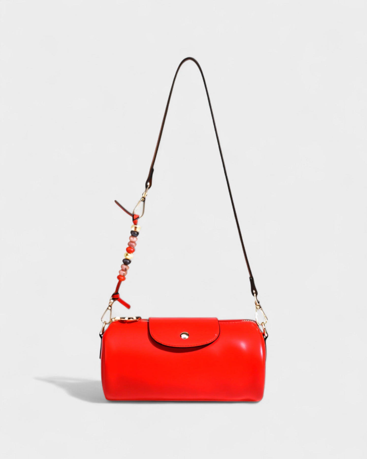 MIRNA Cylinder Bag with Beaded Charm Strap
