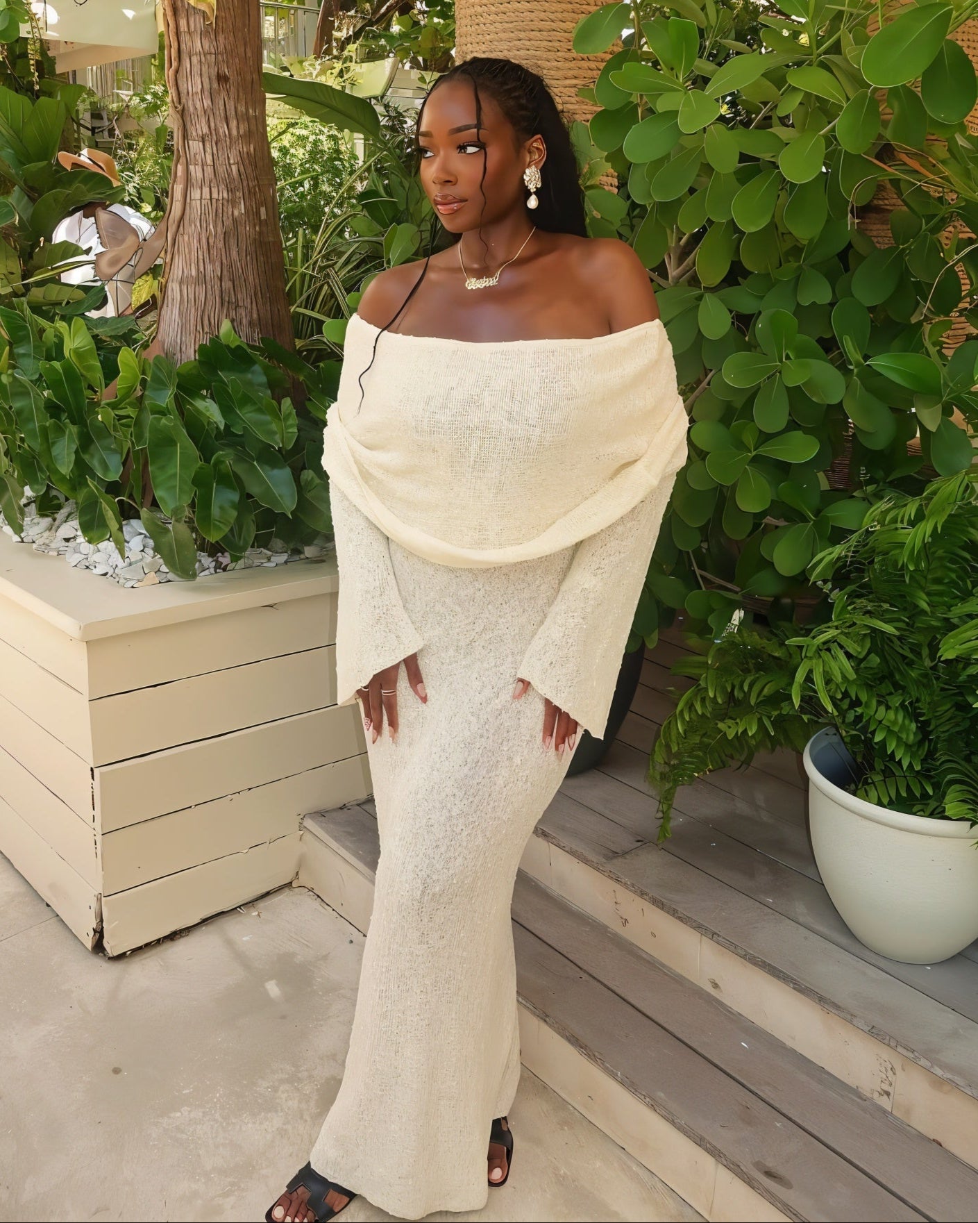 ANGELICA Knit Off-Shoulder Maxi Dress