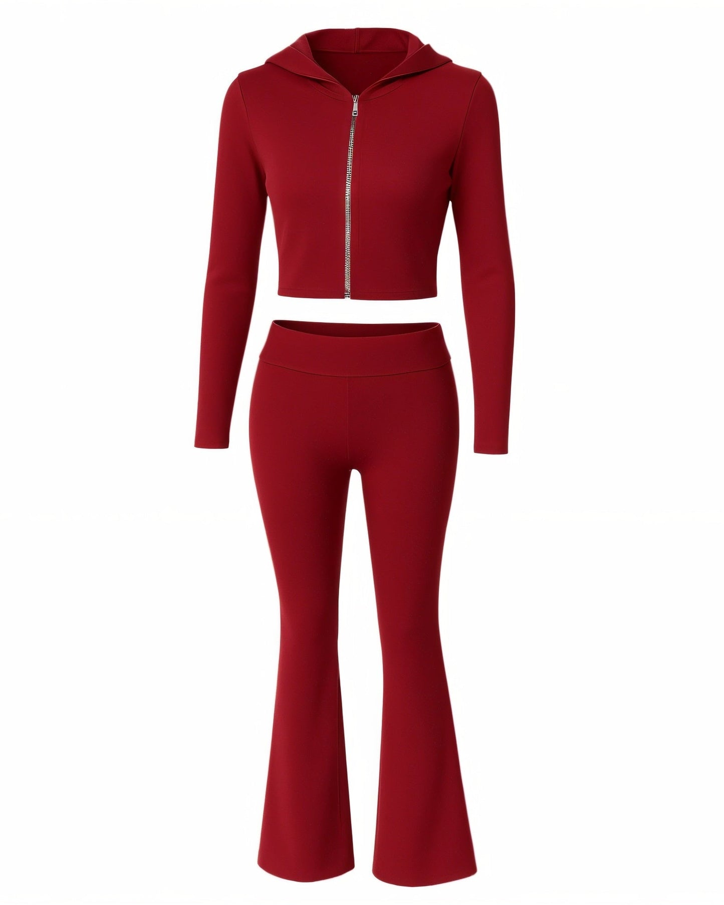 RAINY Zip-Up Hoodie and Flare Pants Set