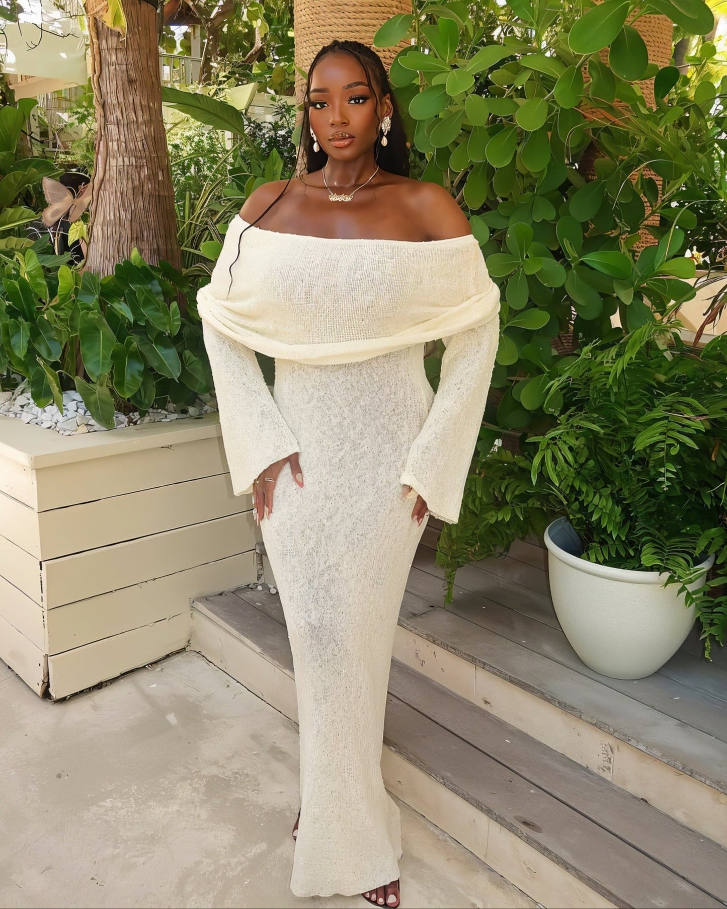 ANGELICA Knit Off-Shoulder Maxi Dress