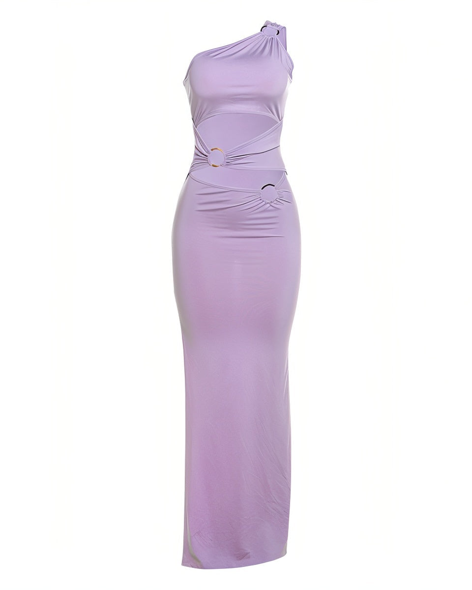 CRYSTAL One-Shoulder Cutout Maxi Dress