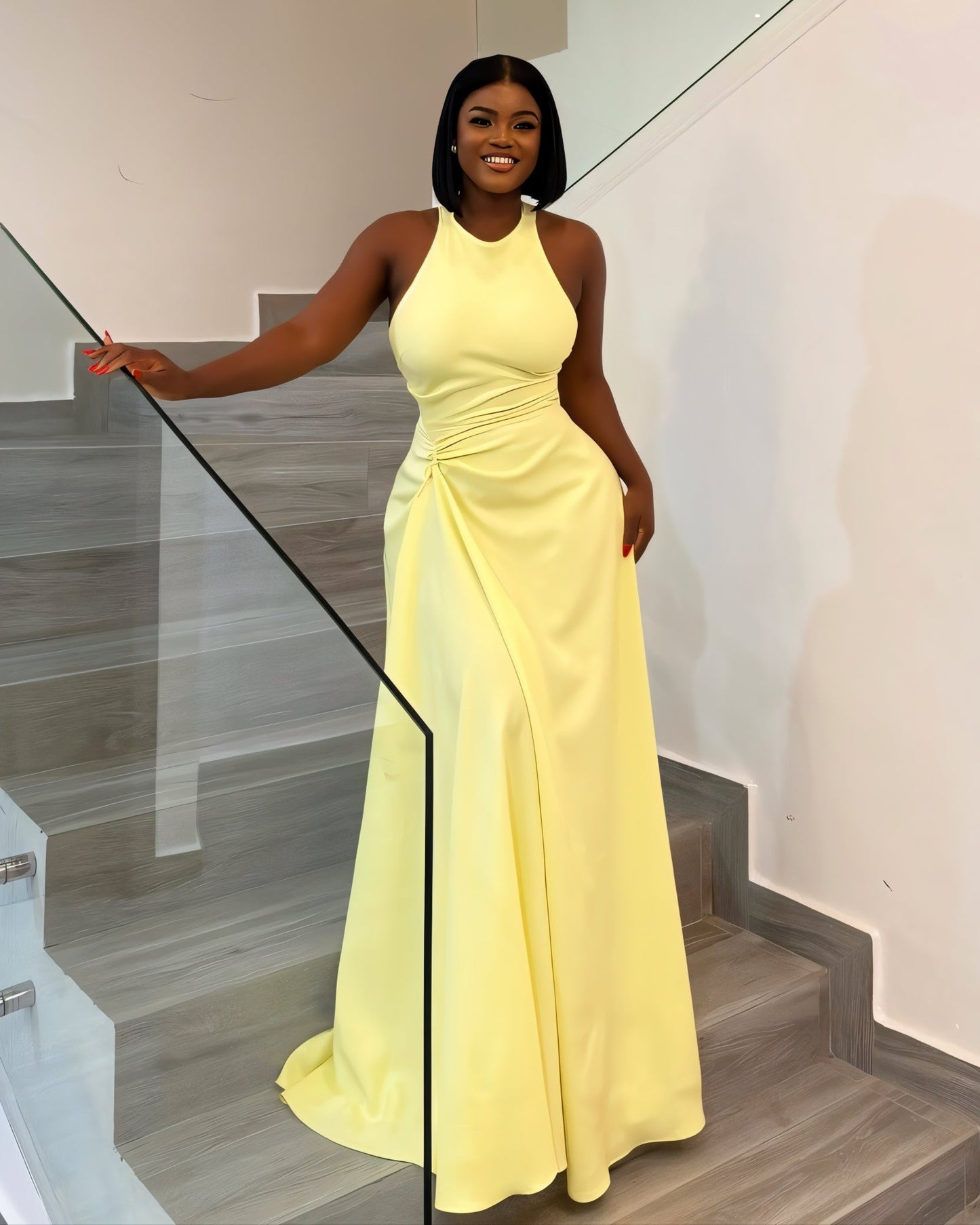 LORAINE Ruched Waist Maxi Dress