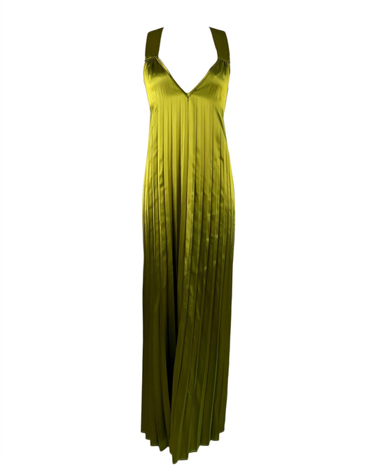 ADRIANA V-Neck Backless Pleated Maxi Dress