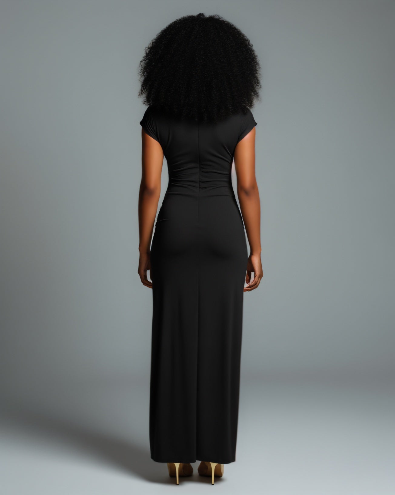 AZMIRA Ruched High-Slit Maxi Dress