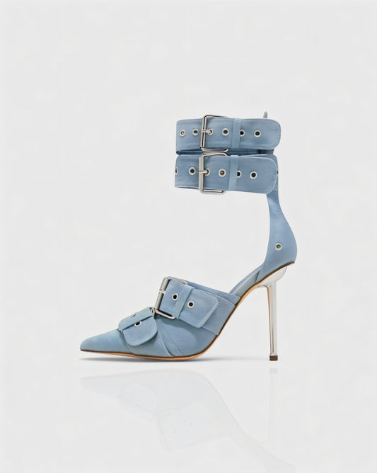 MARILYN Buckle Strap Pointed-Toe Stiletto Heels
