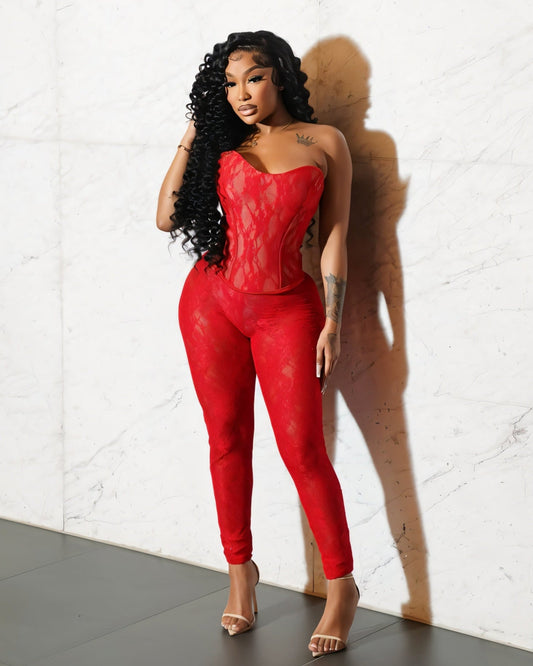 SAMANTHA Corset top & High-rise Fitted Pants Set