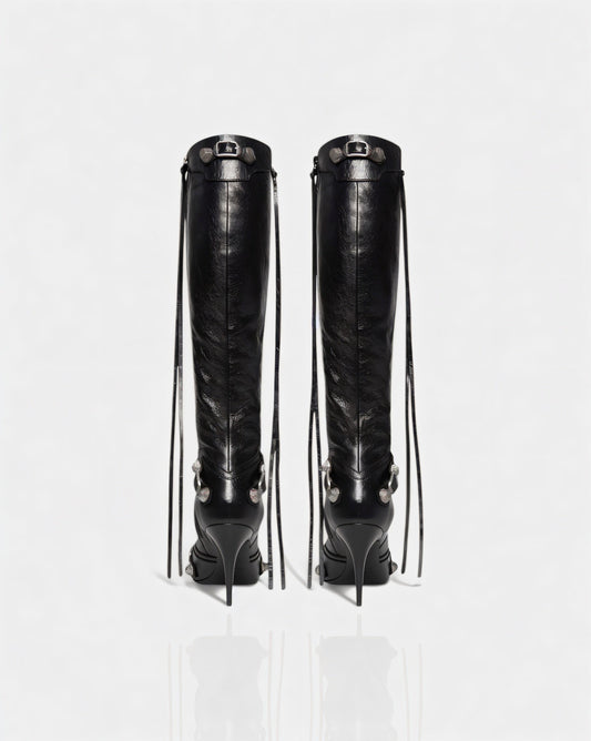 WENA Studded Pointed Toe Knee-High Boots