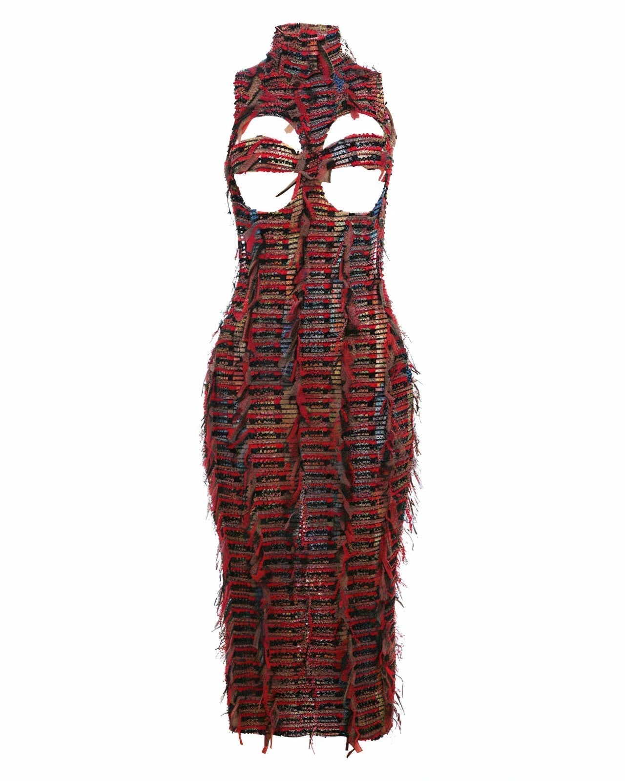 LOLA High Neck Textured Midi Dress