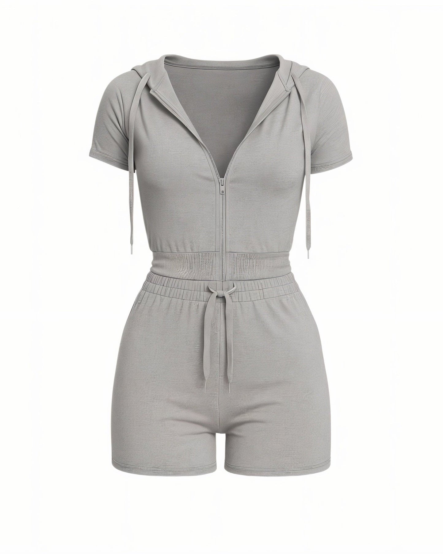 LAVENDER Zip-Up Hoodie Top & Drawstring Shorts Set