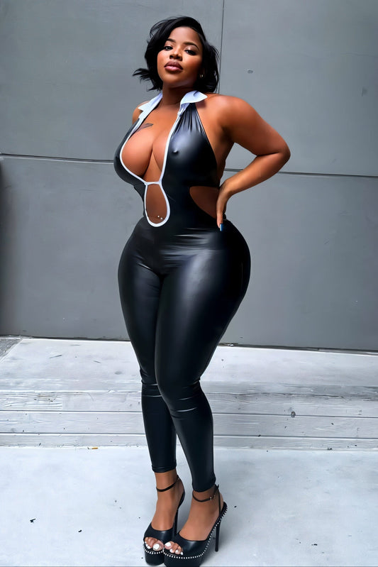 RAQUEL Faux Leather Jumpsuit