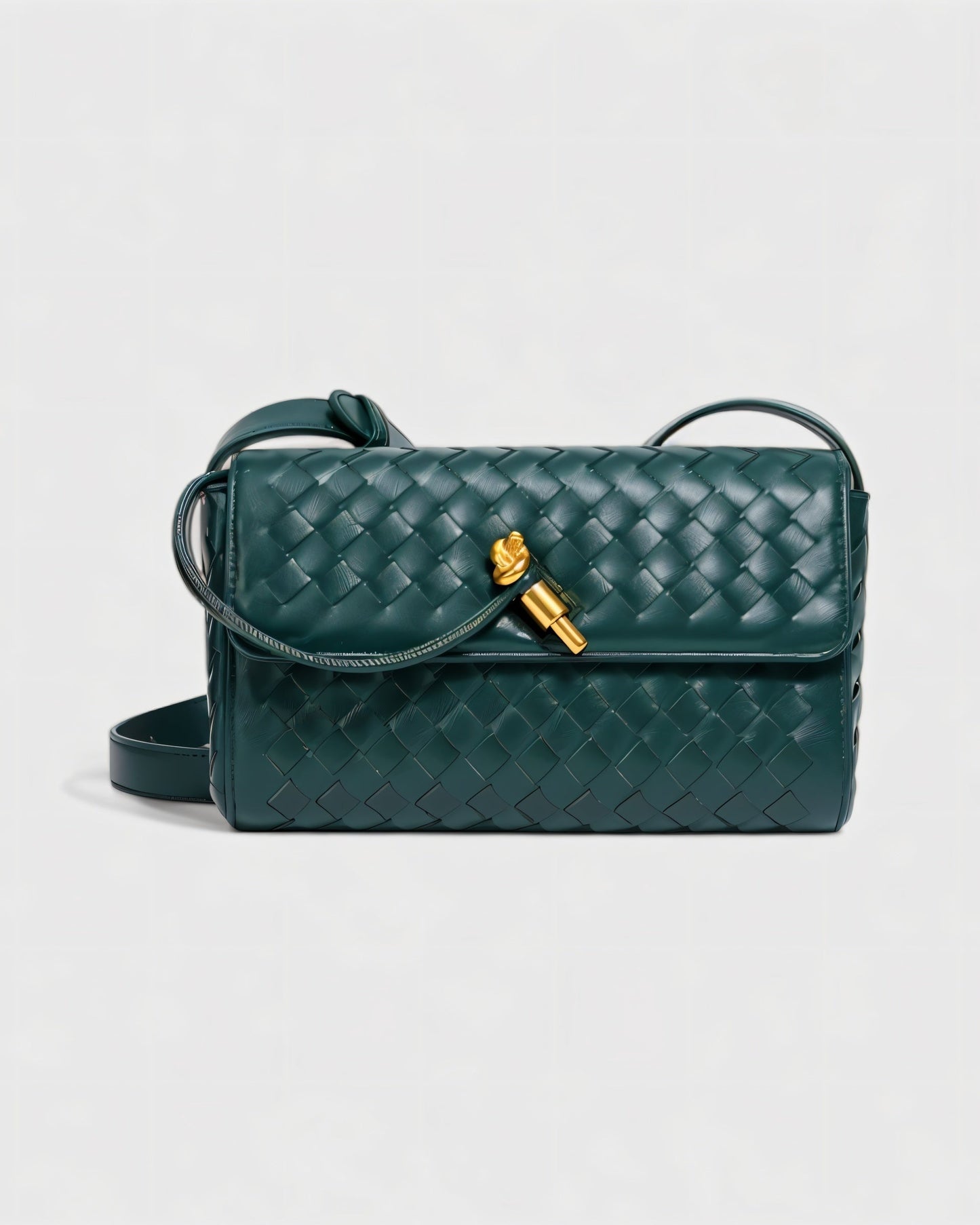 CLEO Mini Woven Gold Lock Accent Shoulder Bag