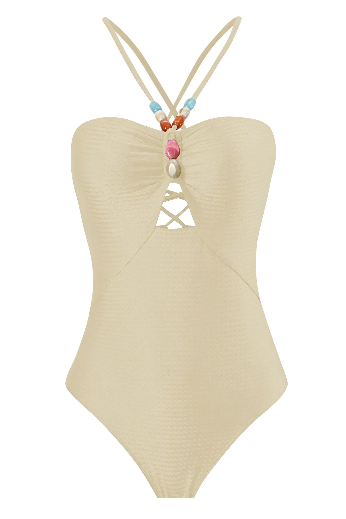 LOTTIE Beaded One-Piece Swimsuit & Tie Maxi Skirt Set