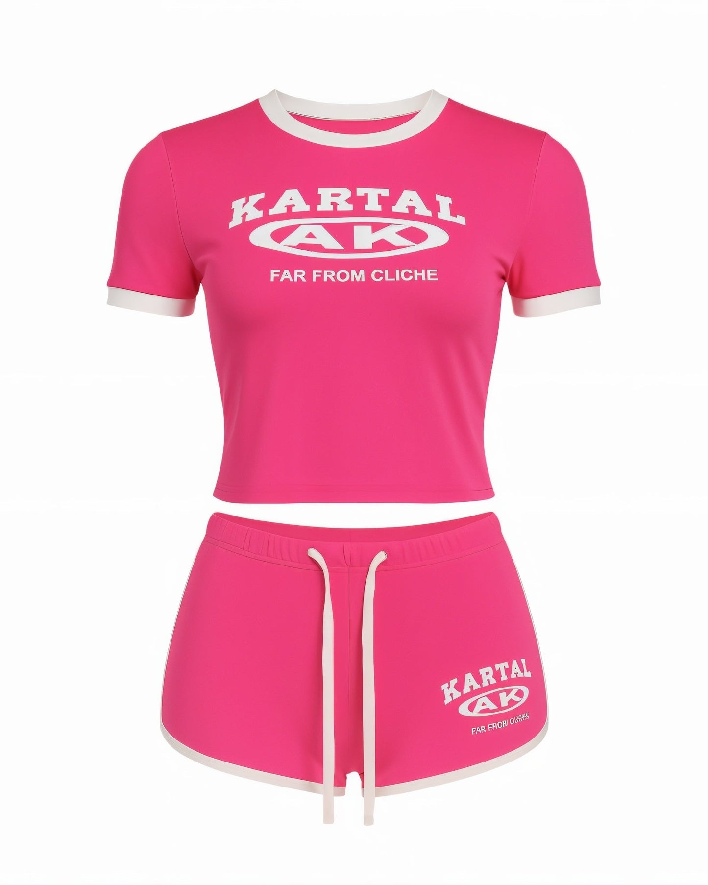 MERRYN Graphic Print Crop Top & Shorts Set