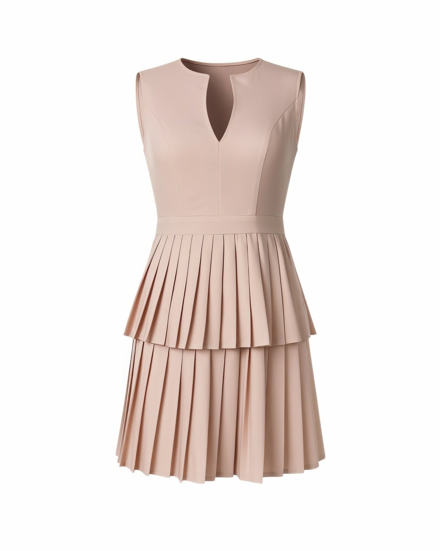 ARIANE V-Neck Pleated Mini Dress