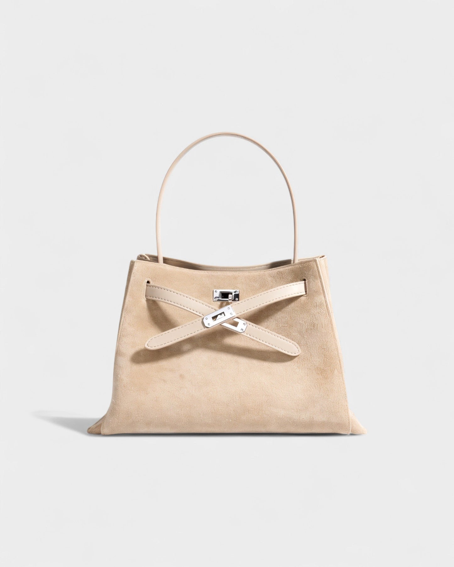 SOLARA Faux Suede Buckle Strap Tote Bag