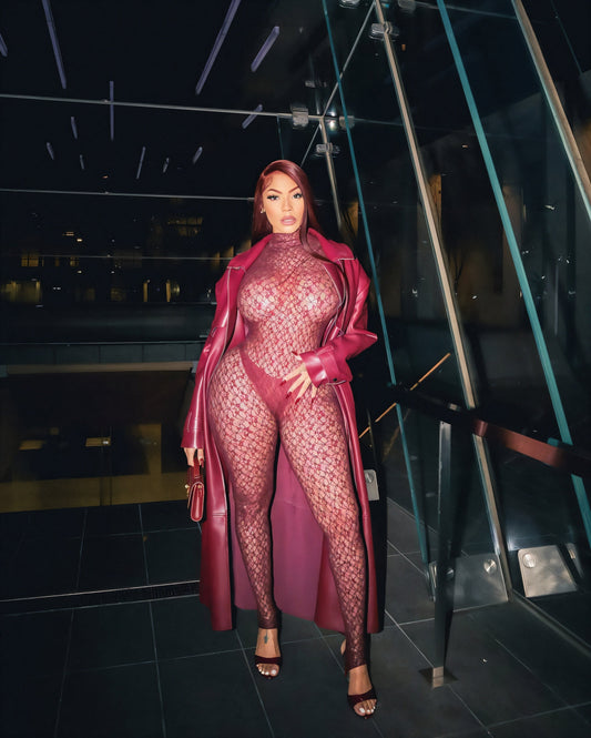 MAKENA Lace Turtleneck Jumpsuit