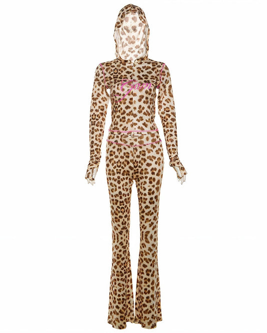 NOA Leopard Zip Up Top & Pants Set