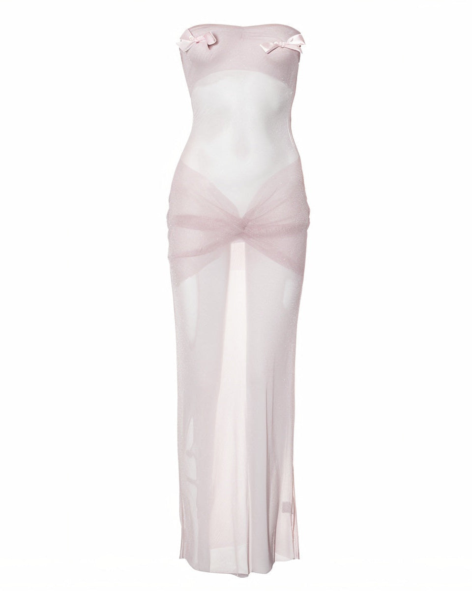 ALEXA Strapless Bowknot Fishtail Maxi Dress