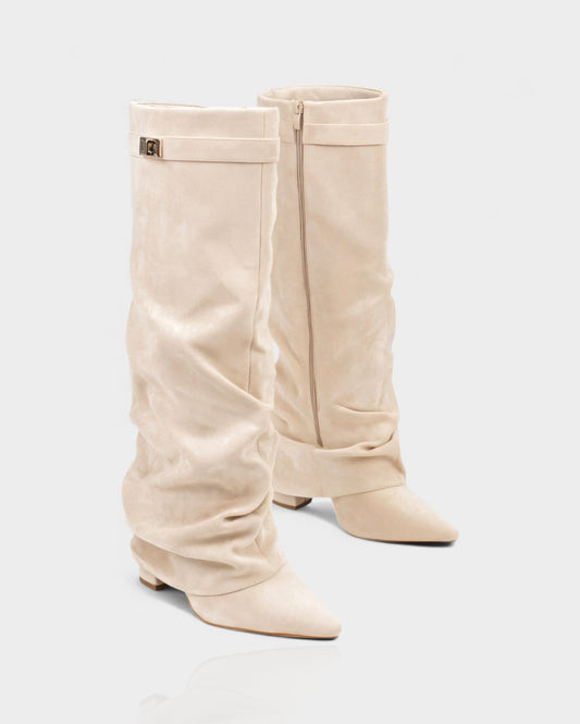 MAISY Slouchy Pointed-Toe Knee-High Boots