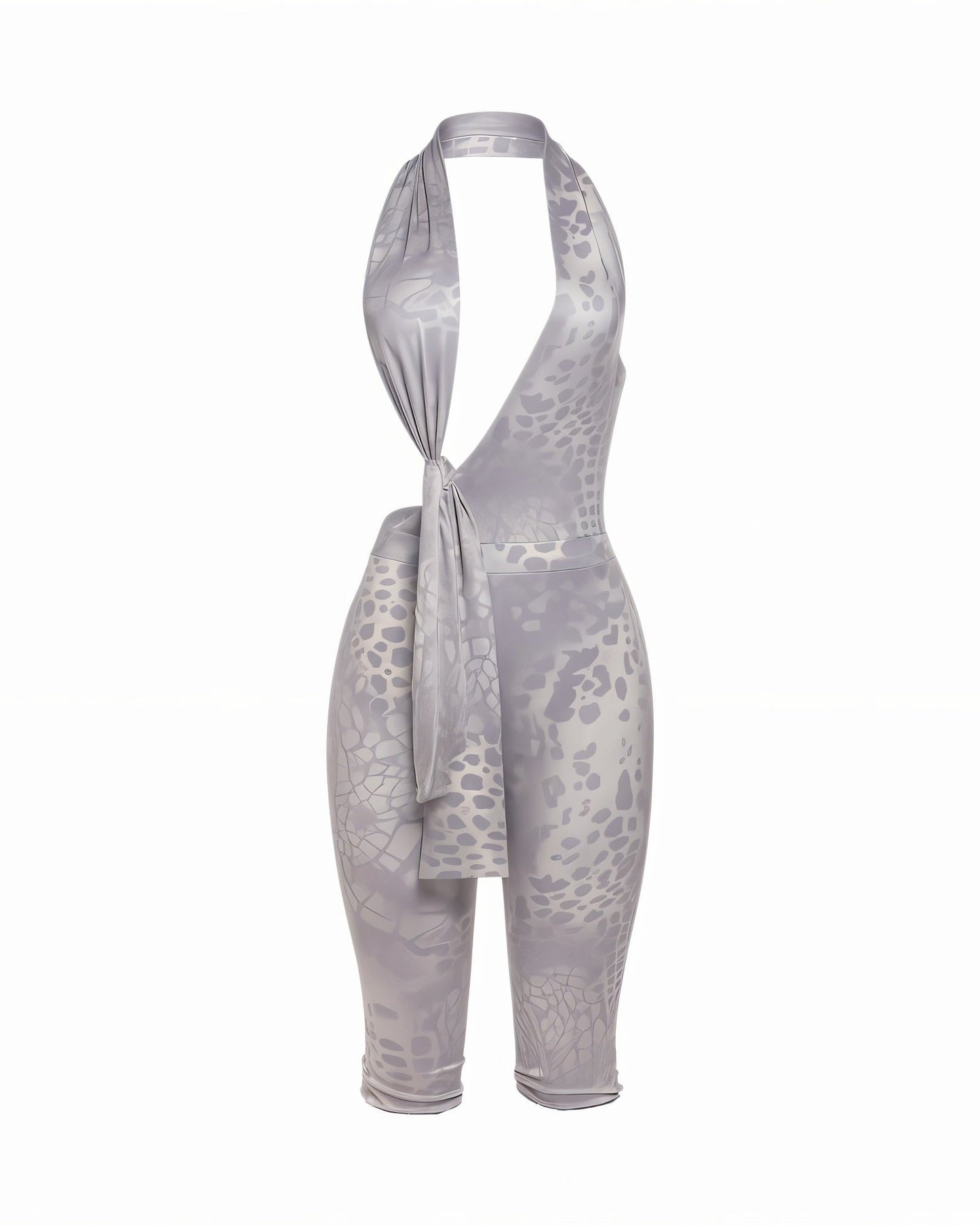RISSA Plunge Halter Cutout Jumpsuit