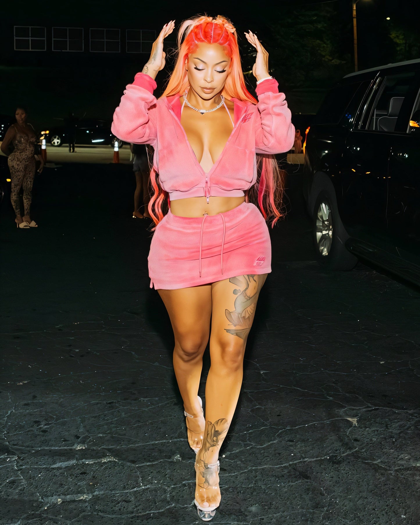 EFFIE Zip-Up Cropped Hoodie & Mini Skirt Set