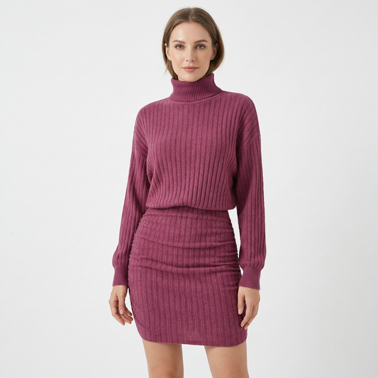 Women’s Casual High Neck Midi Dress - Samberule
