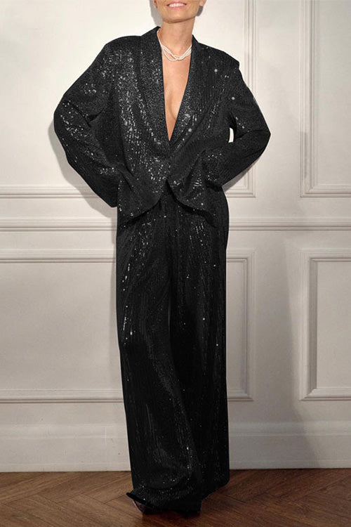 Sequined Suit Jacket And Trousers Set - Samberule