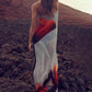 Abstract Tulip Print Vacation Slip H-Line Maxi Dress