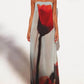 Abstract Tulip Print Vacation Slip H-Line Maxi Dress