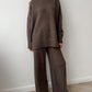 High-neck casual loose thick knit sweater set