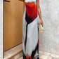 Abstract Tulip Print Vacation Slip H-Line Maxi Dress