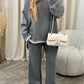 Casual color-blocked solid color sweater loose two-piece set