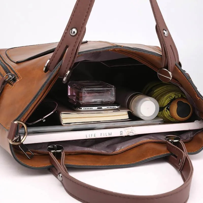 Delilah - Vegan Leather Structured Tote Handbag - Samberule