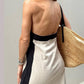 Halter Neck Slit Color Block Maxi Dress